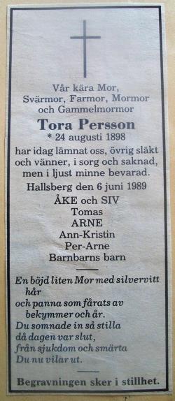 persson, tora