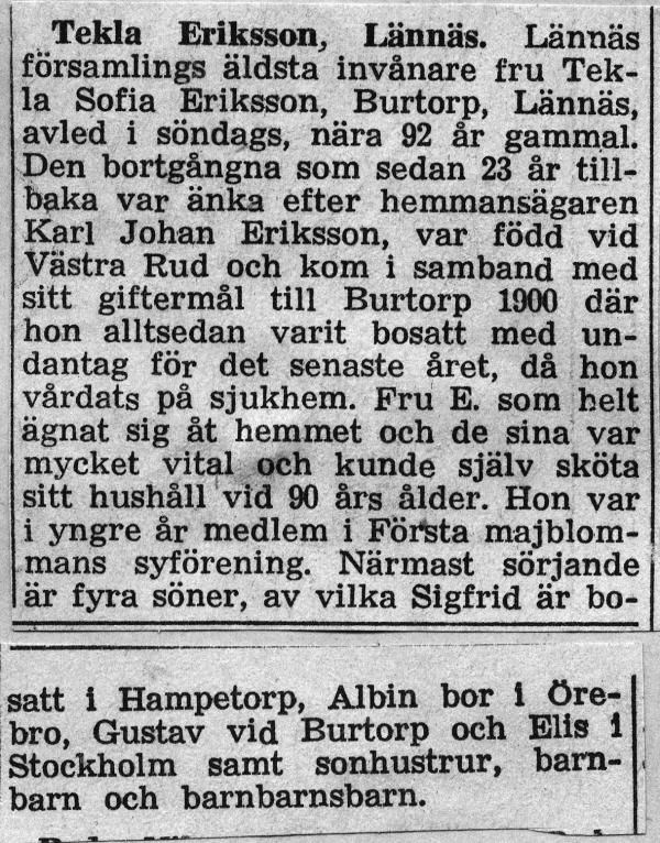 tekla eriksson burtorpet